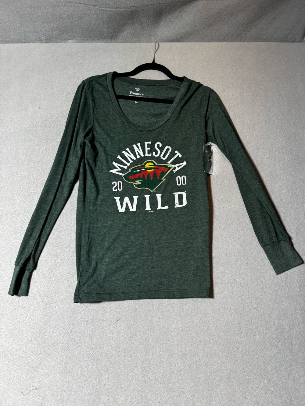 Fanatics Women’s M Minnesota Wild Dark Green Long Sleeve Tee